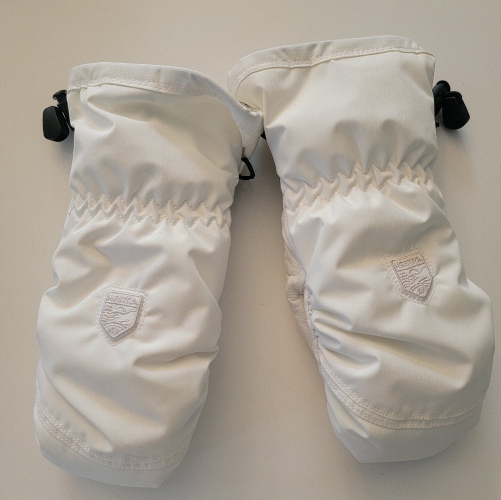 Hestra White Ski Mittens
